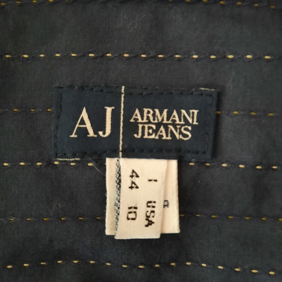 Armani Jeans Navy Striped Long Sleeve Shirt Size Large - Picture 2 of 8